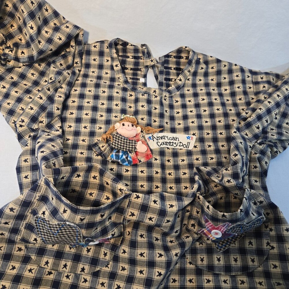 Vintage AMERICAN COUNTRY DOLL Handmade Blue/Mustard Heritage Cardigan Size S/M. - Picture 11 of 16